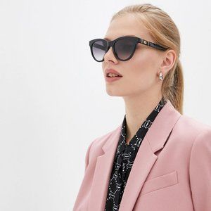 Gucci GG0763S 001 Women Sunglasses Black Cat Eye Frame, Grey Lenses